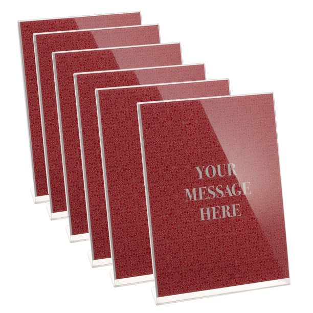 Officemate Slanted Vertical Sign Holder, 8.5 x 11 inches, 6/Pack, Clear