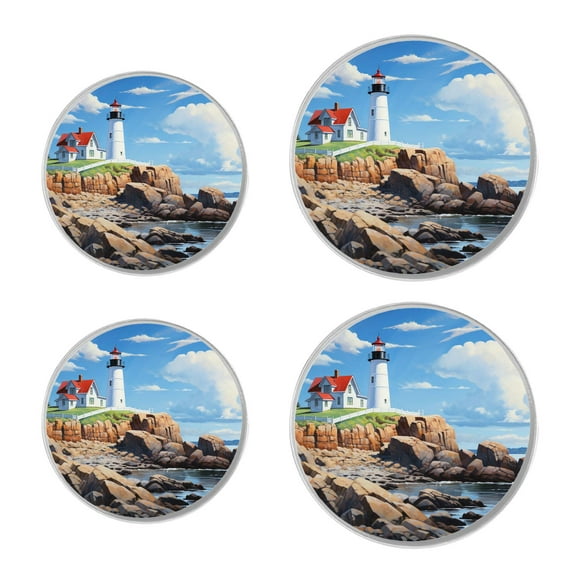 Stove Burner Covers 4 Pcs for Decorative Gas Stove Burner Cover 8Inch And 10Inch ,lighthouse blue sky Art