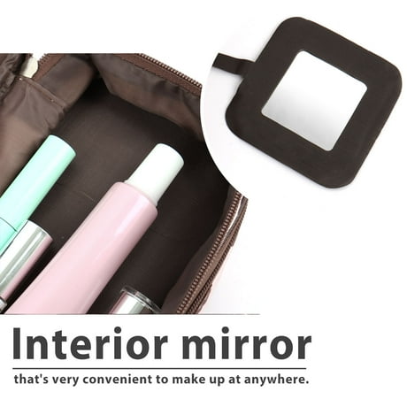Travel Cosmetic Makeup Bag Organizer Double Layer Dot Pattern Toiletry Bag Case Pouch With Mirror For Woman