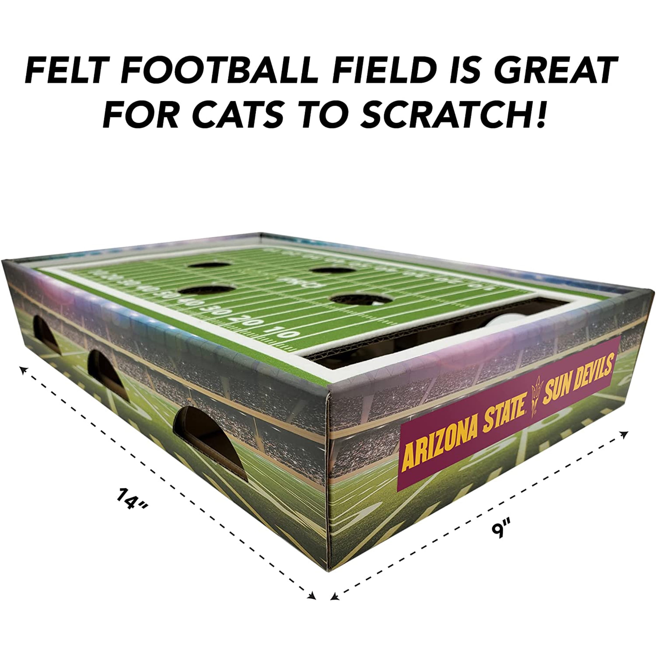 Pets First NCAA Cat Scratcher Box Football Field Designed Cat Scratcher & Lounge