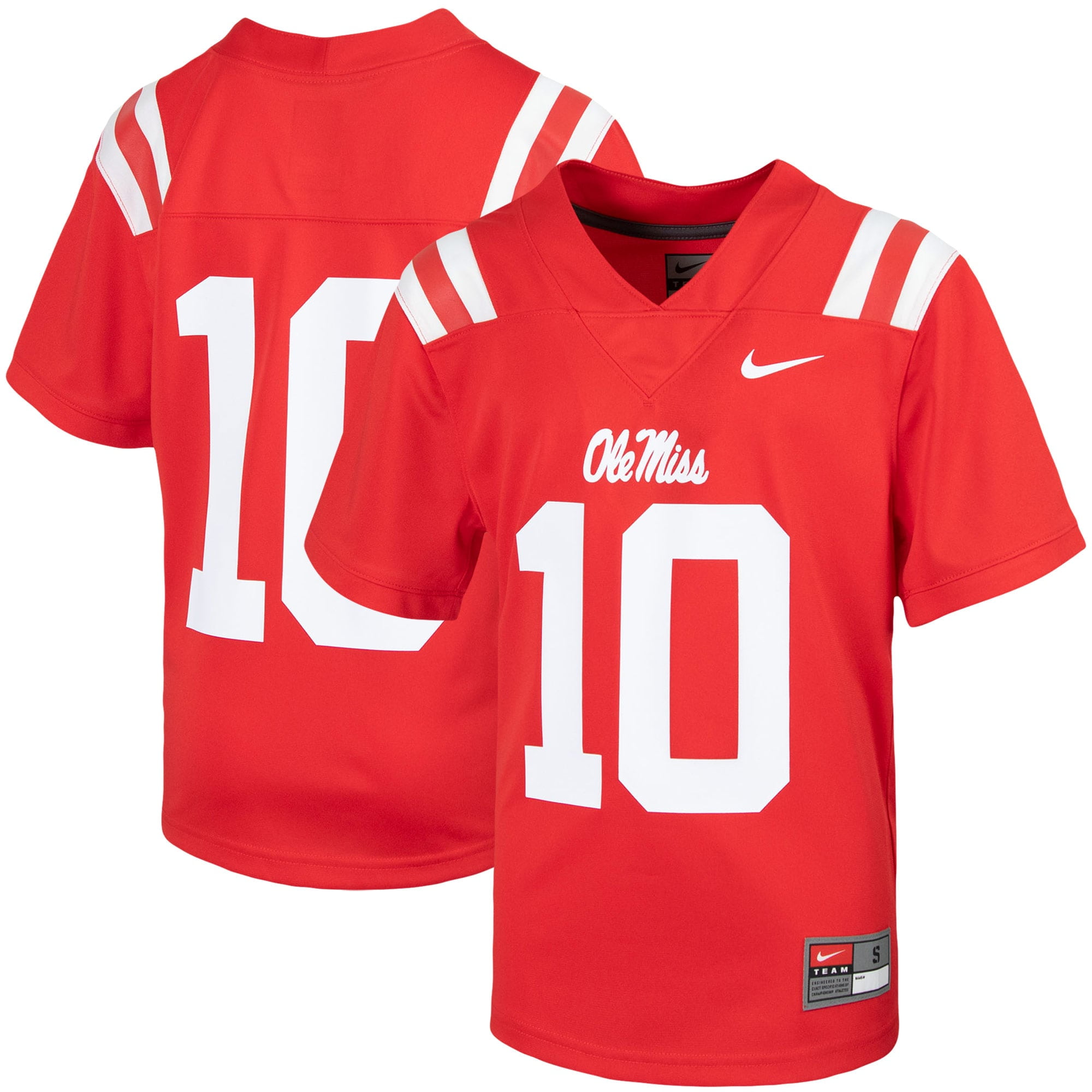 10 Ole Miss Rebels Nike Youth Untouchable Football Jersey Red