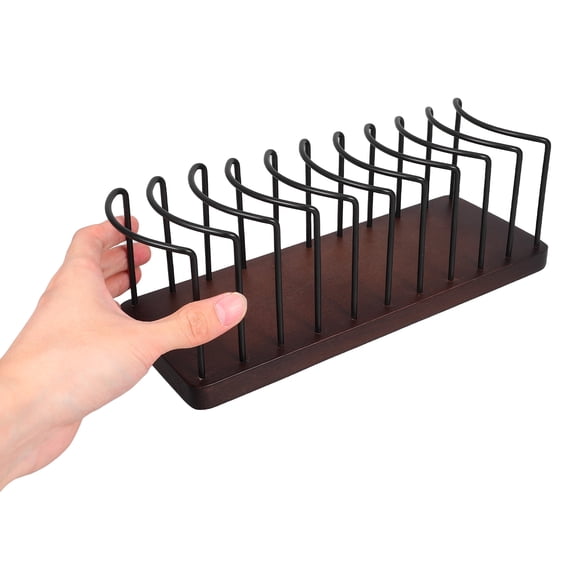 OUNONA Brown Wooden Hat Rack Stand for Baseball Caps with Shelf Storage Organizer, Perfect for Home and Office Use