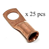 25 pcs 4 Gauge x 3/8" Pure Copper Cable Lugs