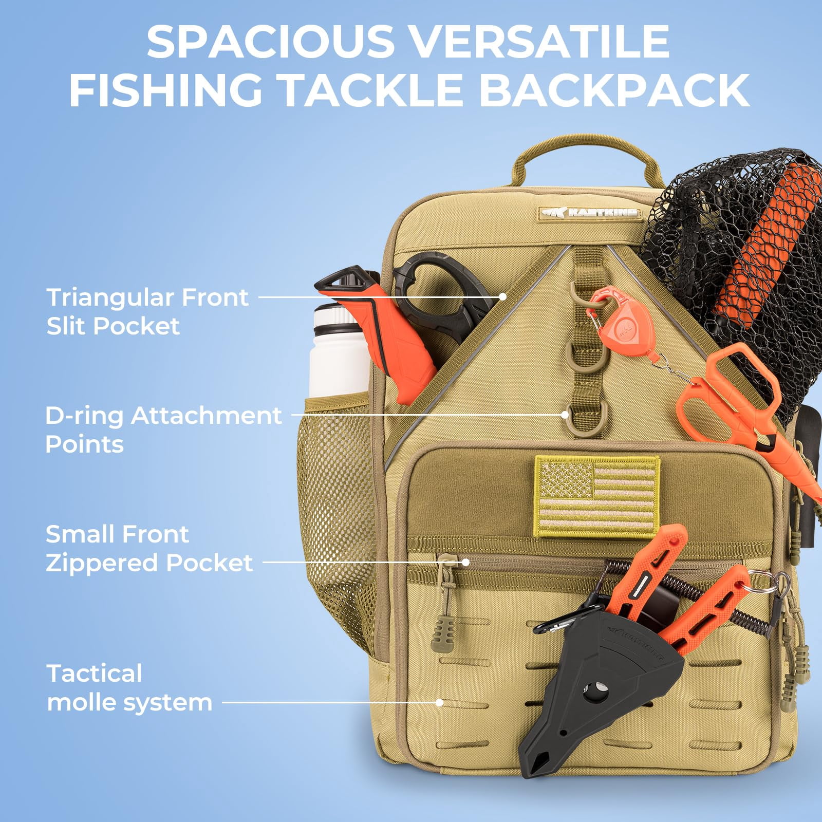 Karryall Fishing Tackle Backpack With Rod Holder 4 Boxes 40/26l Bag Storage Gear And Equipment