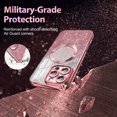 thumbnail image 3 of Casetego for iPhone 16 Pro Case,Compatible with MagSafe,Clear Magnetic Glitter Gradient Sparkle Luxury Plated Soft TPU Bumper Full Camera Lens Protector,Rose Gold, 3 of 7