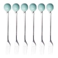 thumbnail image 1 of MasteelfCA 6pcs Ceramic Handle Mini Stainless Steel Fork Flatware Tableware for Cake Coffee Dessert (Sky-blue Fork), 1 of 8