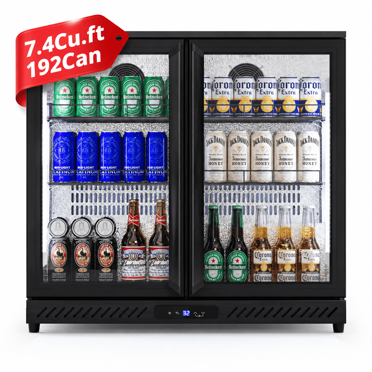 RIOXC 36" Beverage Refrigerator 192 Cans Beer Fridge, Back Bar Cooler with Low-E Glass Door, Commercial Drink Fridge for Home Bar Kitchen, ETL & NSF