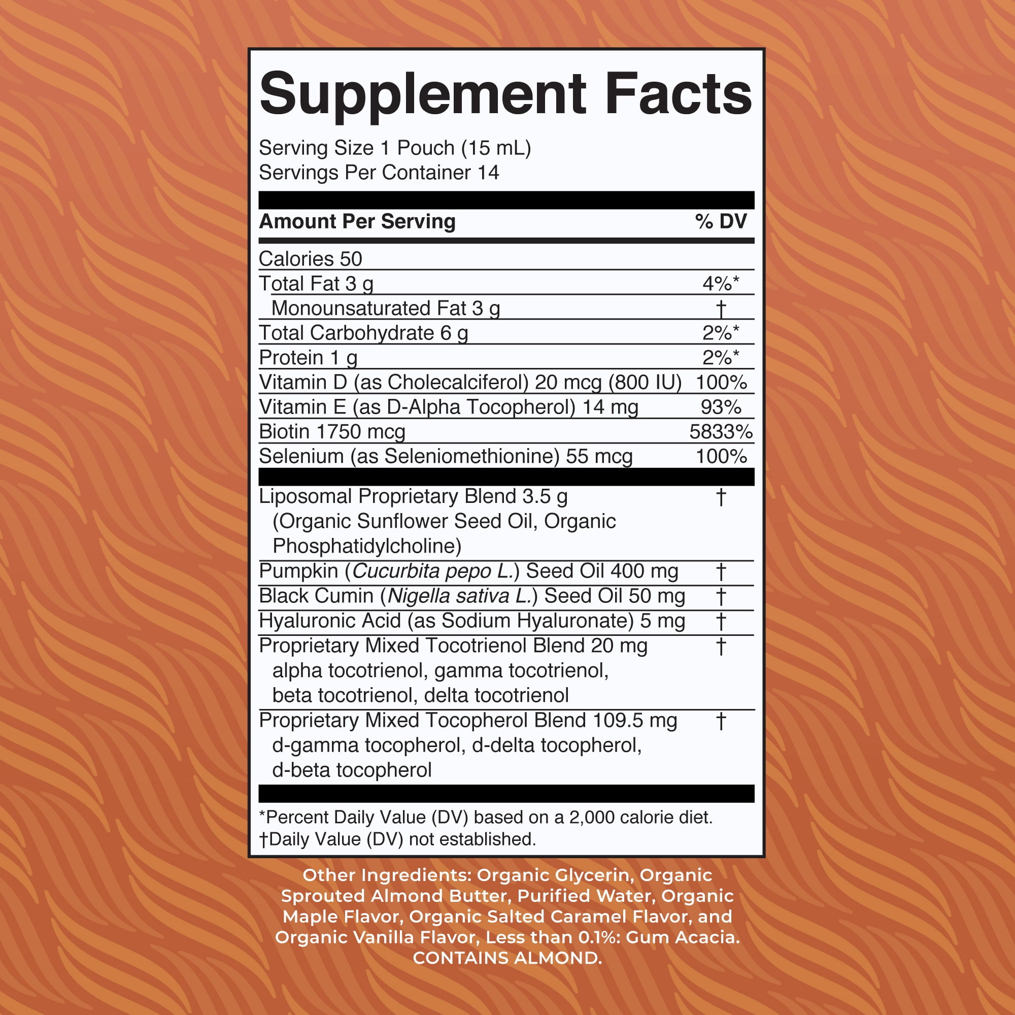 MaryRuth's Hair Care Supplement Liposomal with Vitamin D3, E, Biotin, Hyaluronic Acid, Selenium - 14 Pouches