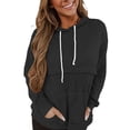 thumbnail image 1 of Blusa informal para mujer, sudaderas con capucha, cordón, manga larga, bolsillo, Top informal para mujer a la moda, negro XXL, 1 of 6
