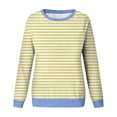 thumbnail image 3 of Womens Long Sleeve Tops Casual Crewneck Striped Color Block Shirts Pullover Jumpers Tops, 3 of 4