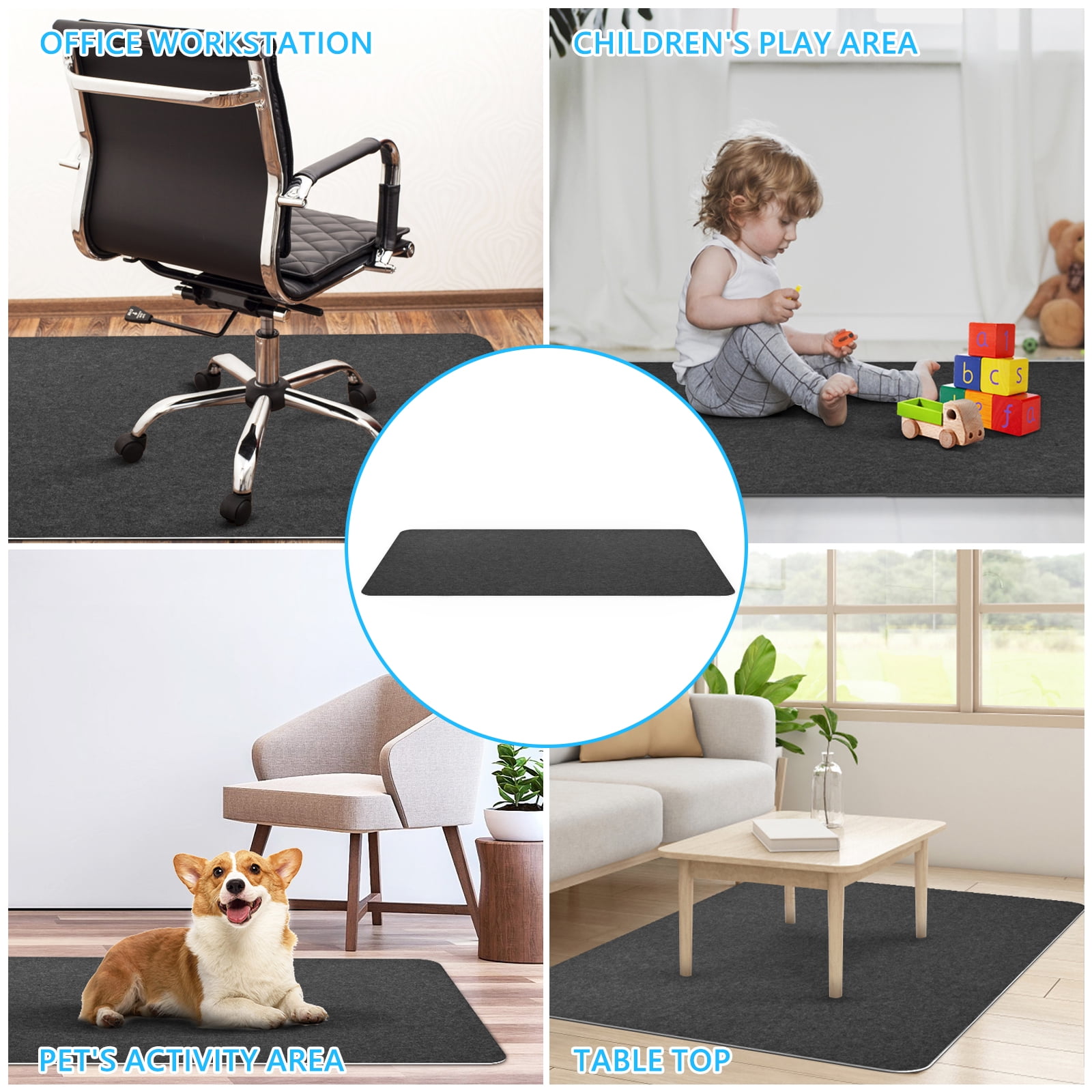 Hardwood Floor Office Chair Mats, 55" x 35",Floor Protector For Desk Chair,Dark Grey