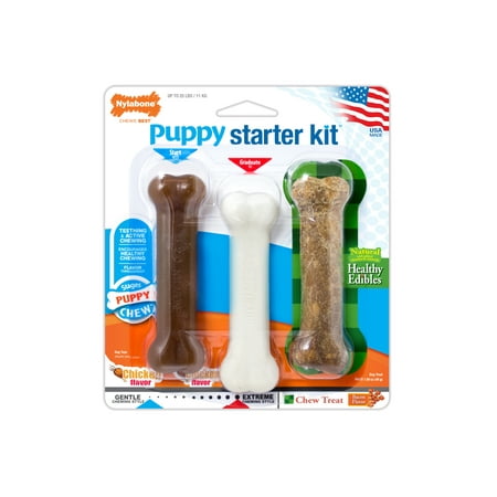Nylabone Just For Puppies Chew Toy & Treat Starter Kit, Chicken &