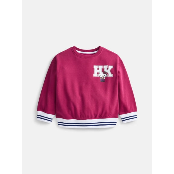 Hello Kitty Girls' Front Back Graphic Sweatshirt with Long Sleeves, Sizes 4-16