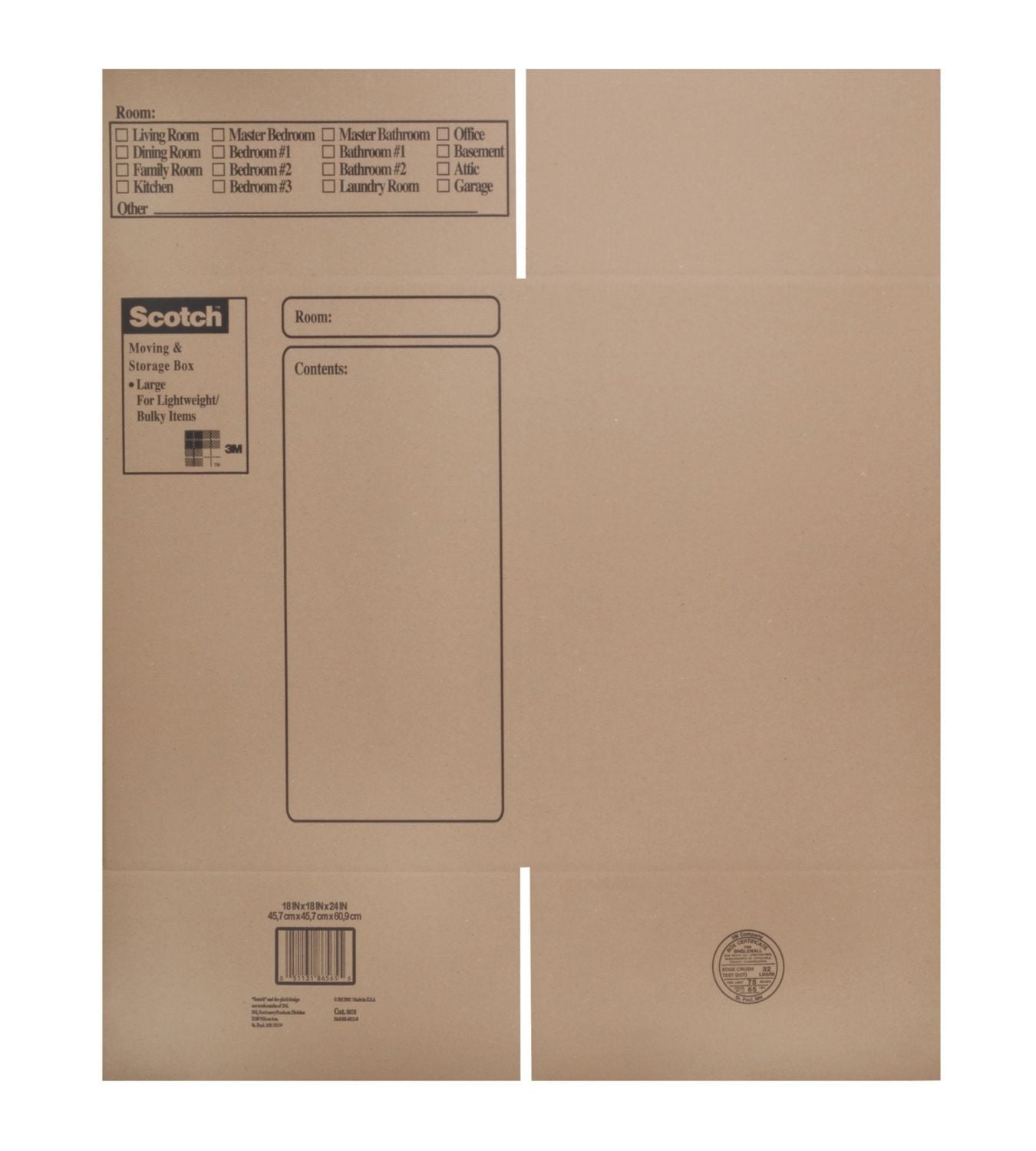 Scotch® Moving and Storage Box 8028-ESF-F18, 18 in x 18 in x 24 in (45.7 cm x 45.7 cm x 61 cm)