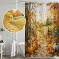 thumbnail image 5 of Fall Oil Painting Shower Curtain, Waterproof Shower Curtains for Bathroom, Thanksgiving Pumpkin Maple Leaf Country Washable Fabric Bathtub Curtain Set Bath Decor with 12 Hooks 72"x78", 5 of 8
