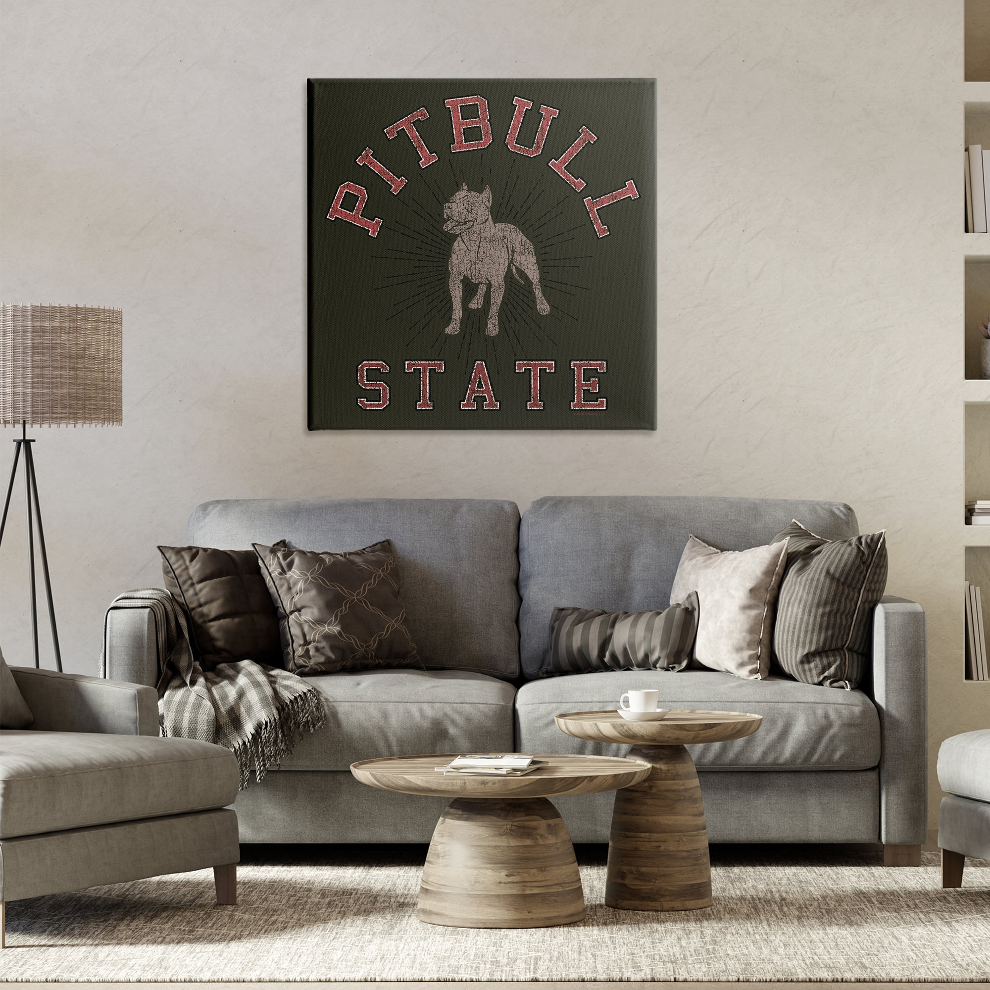Stupell Industries Vintage Pitbull State Novelty & Humor Painting Wrapped Canvas Art Print Wall Art, 30 x 30