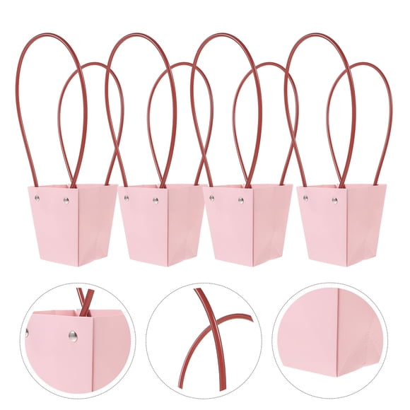 AURARMLET 10Ud Bolsa Floral Rosa Con Asa Fuerte Y Impermeable Para En Casa