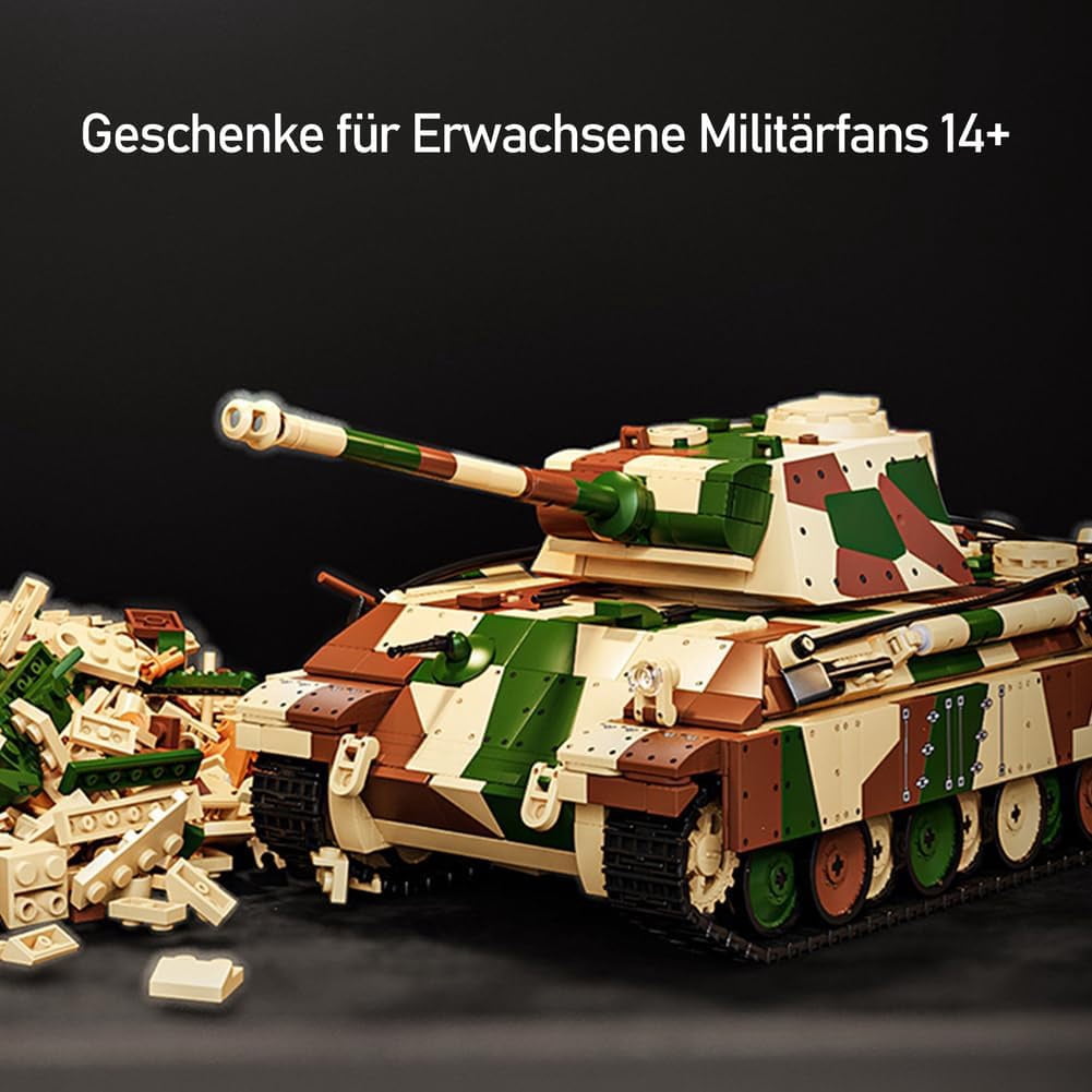 GZBrick Panzer Medium G-Type Tank Building Sets WW2 Military Toy for Adults Boy Compatible with Lego 1962PCS
