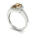 thumbnail image 2 of 1.92 ct Emerald Cut Simulated Champagne Diamond Solitaire with Accents Engagement Ring for Women in 18K White Gold, 2 of 5