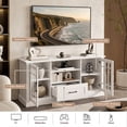 thumbnail image 3 of LIVIZA Modern Farmhouse TV Stand for TVs up to 70", Entertainment Center with Storage Cabinet & Glass Door,White, 3 of 8