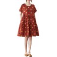 thumbnail image 1 of Women Short Sleeved Mini Dress with Pockets Printed Vintage A-Line, 1 of 8