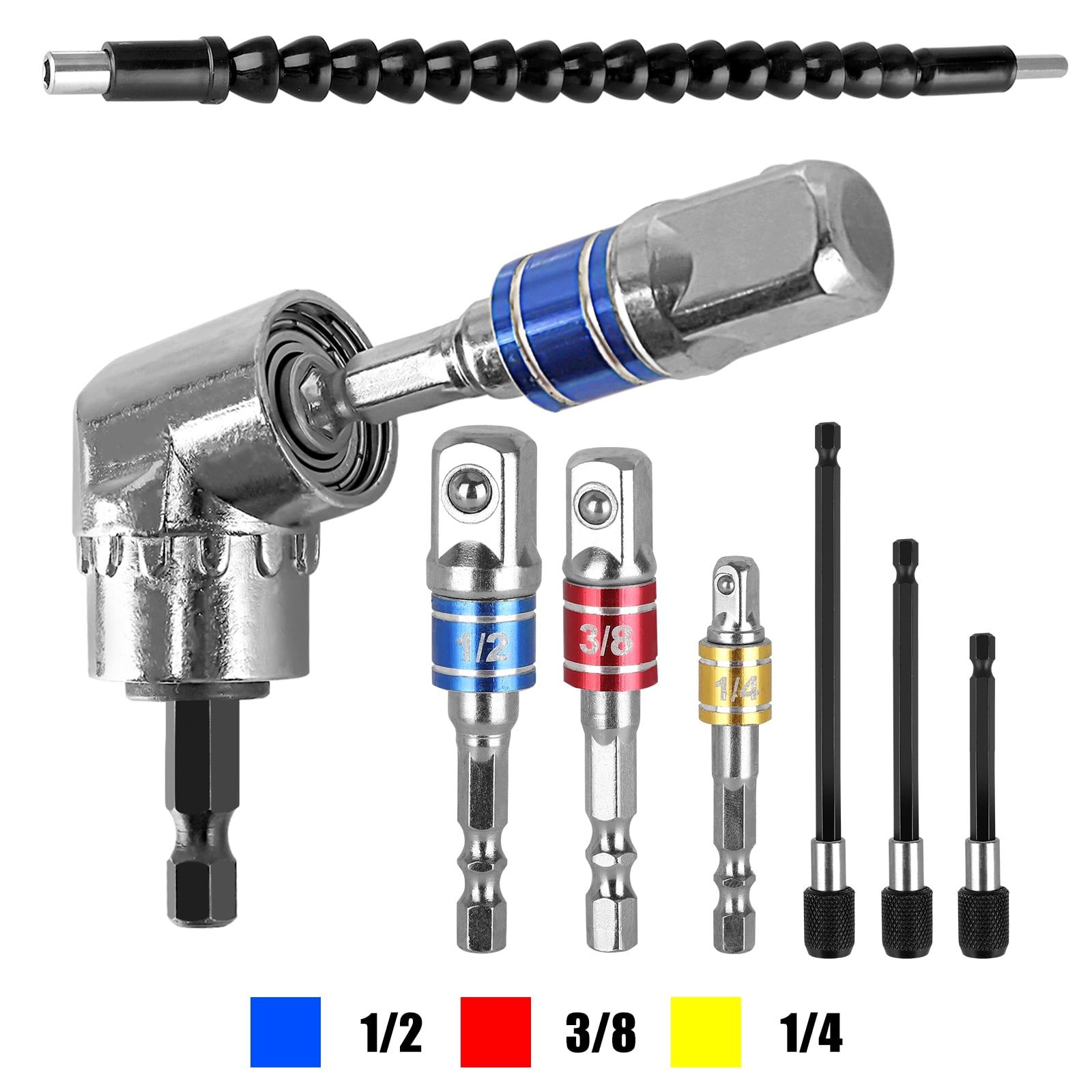 Angle Driver Set Stainless Steel Angle Driver Drill Bit High Hardness Labor‑saving 1/4in,for Manual Use,Power Screwdriver 