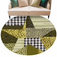 thumbnail image 2 of Western Texas Star Round Living Room Rugs 5 ft, Black White Buffalo Check Leopard Green Washable Area Rug with Non-Slip Sturdy Edge Binding Round Carpet for Entryway Kitchen Bedroom Bathroom, 2 of 9