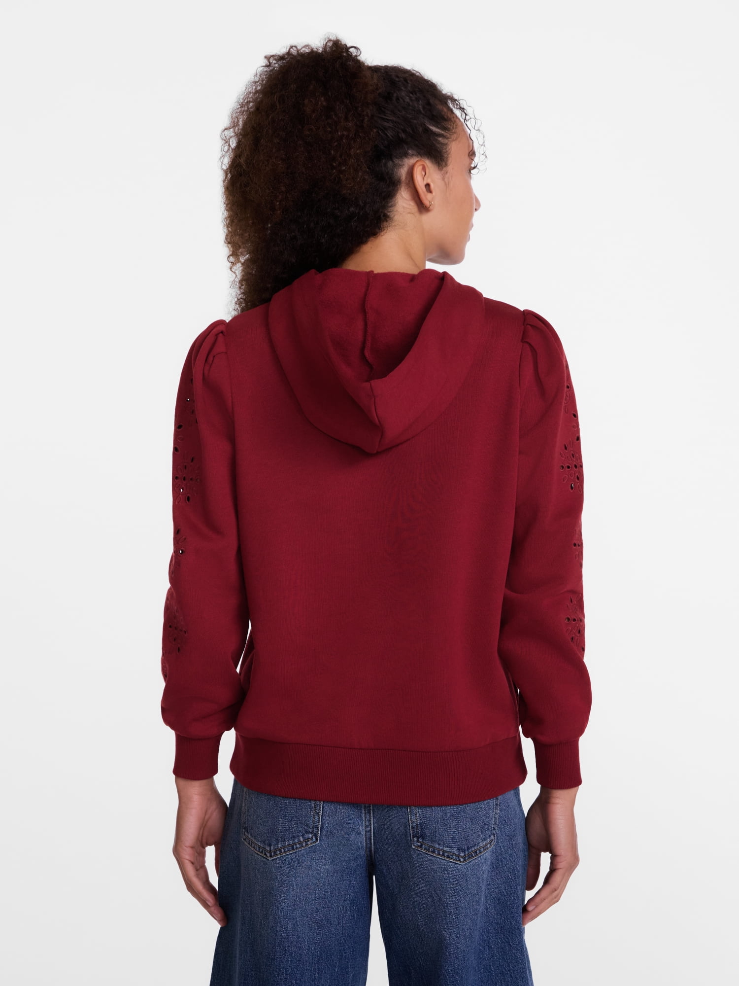 Scenario Women's and Women's Plus Eyelet Hoodie with Long Sleeves, Sizes XS-4X