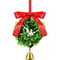 Hanging Mistletoe Ball Christmas Tree Ornament Mistletoe Decoration for Doorway Mistletoe Kissing Ball Artificial Mistletoe Decor with Bows Berries & Bells
