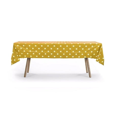 

6 Pack 54 x 108 Gold Polka Dot Rectangular Plastic Table Cover Plastic Table Cloth Reusable Gift Expressions (PEVA) (Polka Dot Gold)