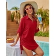 thumbnail image 2 of Femmes Maillot de Bain Cover Ups Maillot de Bain Coverup Drawstring Robe de Plage Chemise, 2 of 6