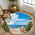 thumbnail image 2 of Round Rugs 5 Ft, Blue Coastal Christmas Non Slip Area Rugs for Kitchen Bedroom Entryway, Xmas Tree Santa Summer Beach Washable Carpet Runner Rug Floor Mats for Bedroom Home Decor, 2 of 9