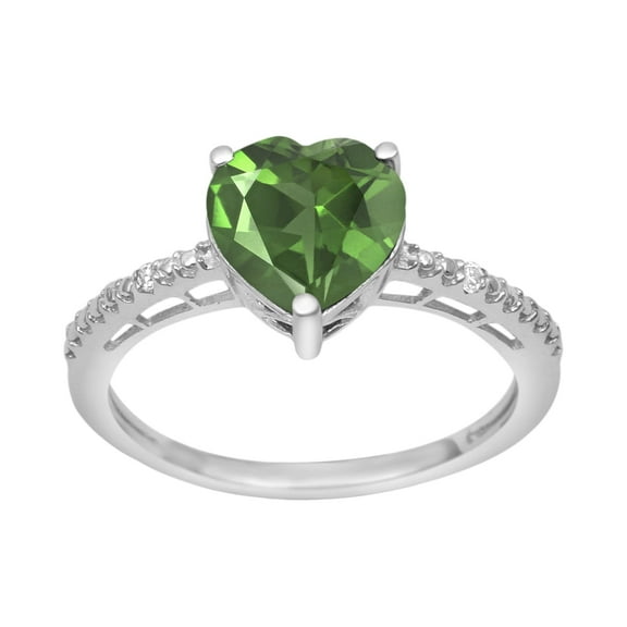 8 MM Heart Shape Peridot 925 Sterling Silver Solitaire Women Valentines Day Gifts Ring