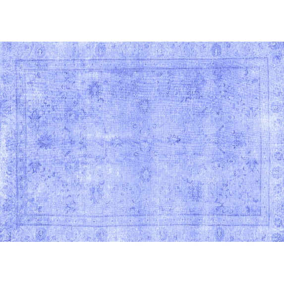 Ahgly Company Machine Washable Indoor Rectangle Persian Blue Traditional Area Rugs, 6' x 9'