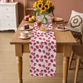 thumbnail image 3 of Strawberry Table Runner, Pink Spring Summer Rustic Floral Fruit Washable Cotton Linen Table Runners 36 Inches Long, Dresser Scarf Runner for Nightstand/End Tables/Round Tables 13''x36'', 3 of 8
