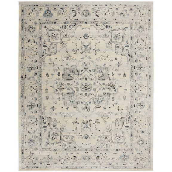 SAFAVIEH Charleston Zharko Overdyed Floral Area Rug, Ivory/Light Blue, 9' x 12'