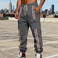 thumbnail image 3 of Ceisia Men Solid Color Loose Casual Pants Elastic Waist Drawstring Sports Gift Work Trousers, 3 of 6
