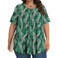 thumbnail image 5 of Summer Savings! Ahuyic Womens Plus Size Short-Sleeved Top,Summer Casual Blouse For Women,Women's Crew-Neck Gradient Short-Sleeved Pleated Loose Top And Plus Size Blouse For Women, 5 of 5