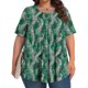 thumbnail image 5 of Top Plisado Gradiente de las Mujeres, Cuello de la Tripulación Manga Corta Blusa Suelta para el Hogar Y el Uso Diario, Ligera Túnica de Moda Casual, 5 of 8