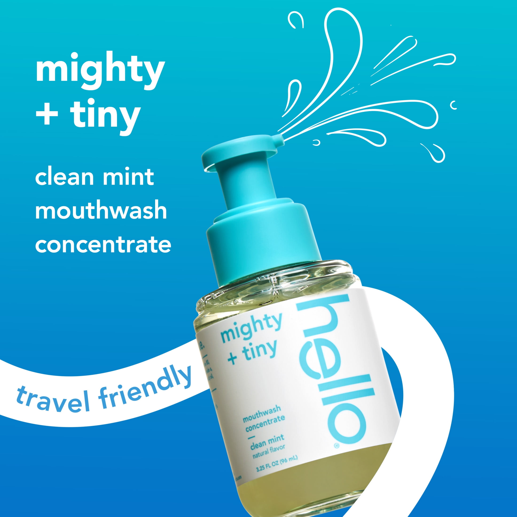 hello Mighty and Tiny Alcohol Free Mouthwash Concentrate, Clean Mint, 3.25 Fl Oz Pump Bottle