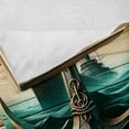 thumbnail image 4 of Ambesonne Nautical Fleece Throw Blanket Anchor with Sailing Ship 60"x80" Sand Brown Dark Teal, 4 of 5