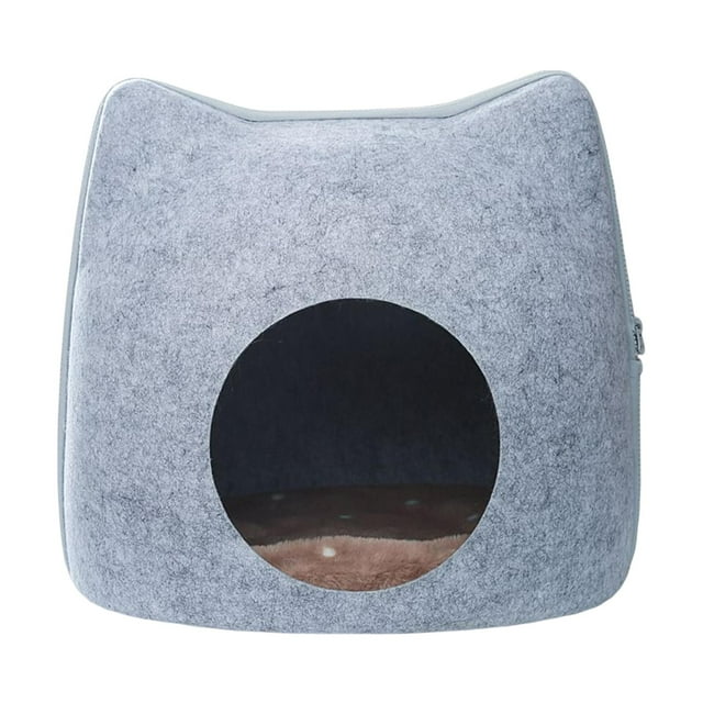 Casa para gatos, camas extraíbles para cacrros, juguetes interactivos para mascotas con cremallera para interiores gris cro Yuyangstore Cueva de la cama del gato