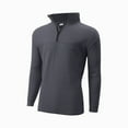 thumbnail image 2 of LNZGNM Mens 1/4 Zip Shirt Stand Collar Breathable Solid T-Shirts Lightweight 1/4 Zip Up Long Sleeve Sweatshirt Casual Running Top,Dark Gray L, 2 of 5