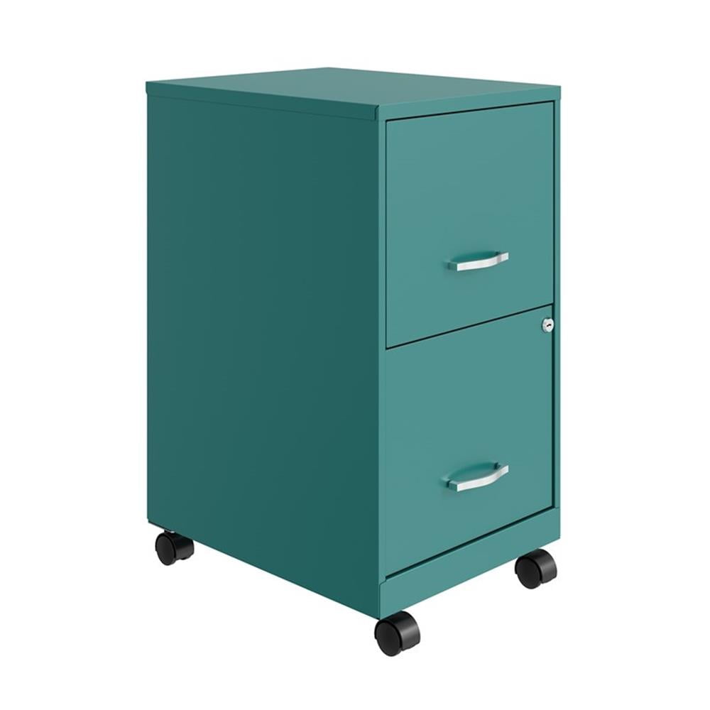 UrbanPro 18" 2 Drawer Metal Mobile Smart Vertical Filing Cabinet Turquoise