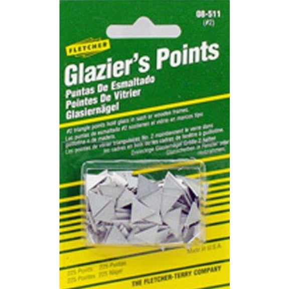 10-pack Fletcher-Terry Glazier Points #2 Triangle Style - Zinc Coated - 10 Pack — Residential Use, Standard Application