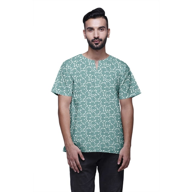Atasi Tailored Fit Short Kurta Cotton Cambric Printed Keyhole Neck Casual Shirt