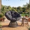 thumbnail image 4 of Gymax 360-Degree Swivel Papasan Chair Round Wicker Lounge Chair w/Thick Cushion&Metal Frame Gray, 4 of 10