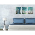 thumbnail image 6 of Blue Birch Trees Wall Art Forest Landscape Picture Modern Canvas, Nature Teal Abstract Painting Artwork 12"x16"x3 Panels Framed for Bathroom Living Room Bedroom Home Office Wall Decor, 6 of 6
