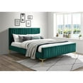thumbnail image 2 of Pemberly Row Wood and Fabric Upholstered Queen Platform Bed in Green, 2 of 4