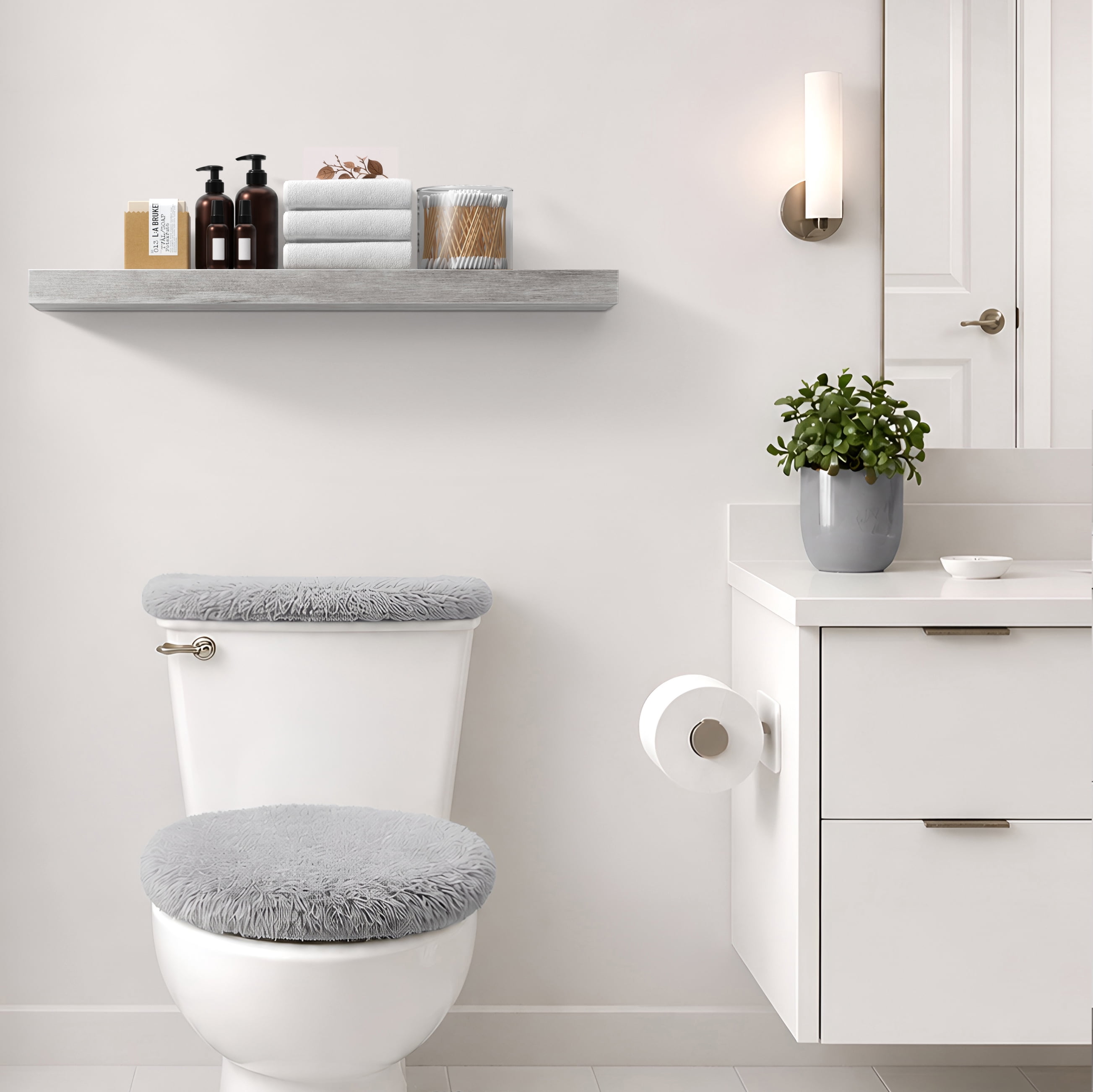 Sorbus 35" Floating Wall Shelf, Graywood, Invisible Brackets, Bathroom, Bedroom & Home Decor